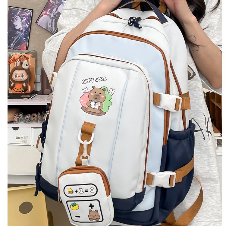 The new Kapipala print pattern lightweight, lightweight and large-capacity high school student backpack has a large capacity details Picture