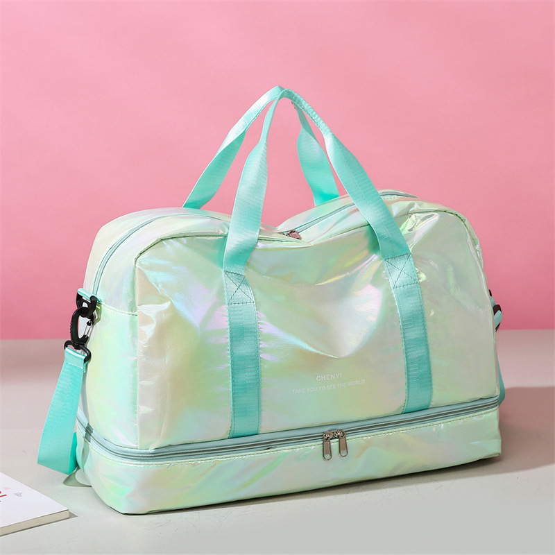 Shiny sports and fitness bag for women, 2025 new style yoga bag, large-capacity fashionable crossbody hand-carry travel bag wholesale cross full figure