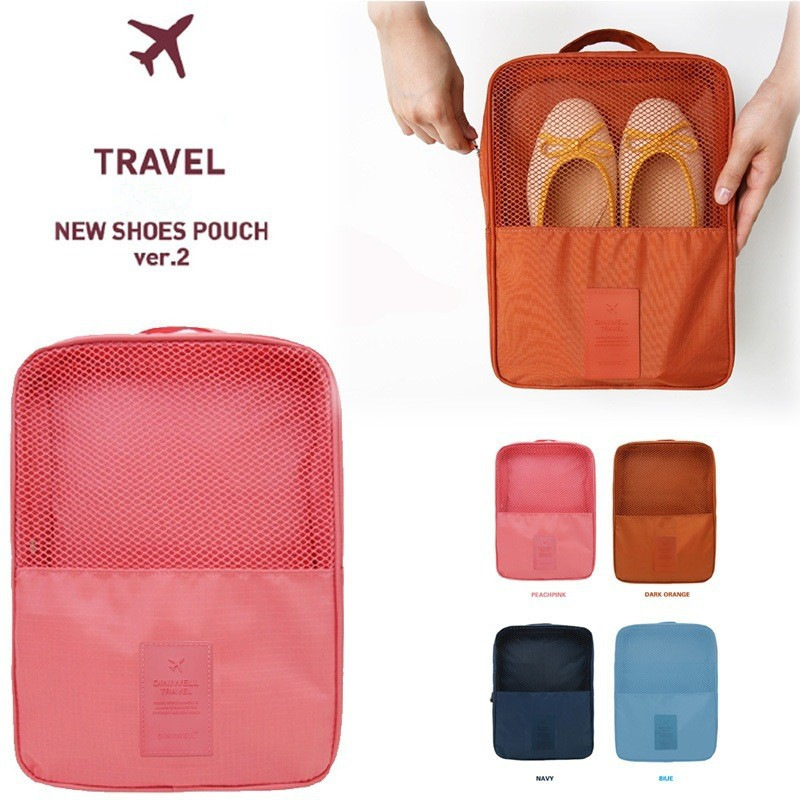 Convenient double-layer three-person waterproof travel shoe bag, large-capacity shoe storage bag for business trips full figure