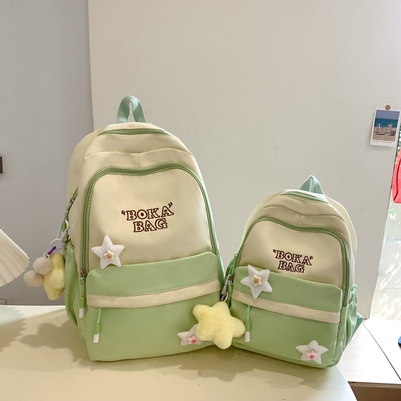 Cross-border high-appearance-level schoolbag, large-capacity color-blocking campus backpack, Korean-style fresh and clean backpack for primary, middle and high school students details Picture