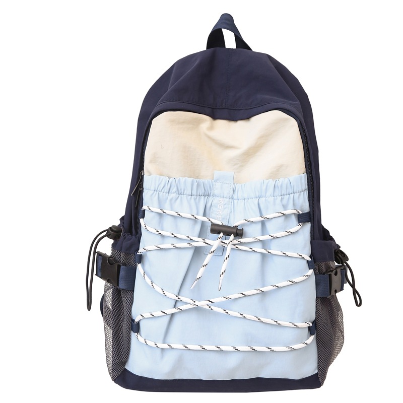 Color-blocking lightweight backpack for girls, large-capacity sports and outdoor hiking backpack, and trendy rope-wearing schoolbag for male college students Item Picture