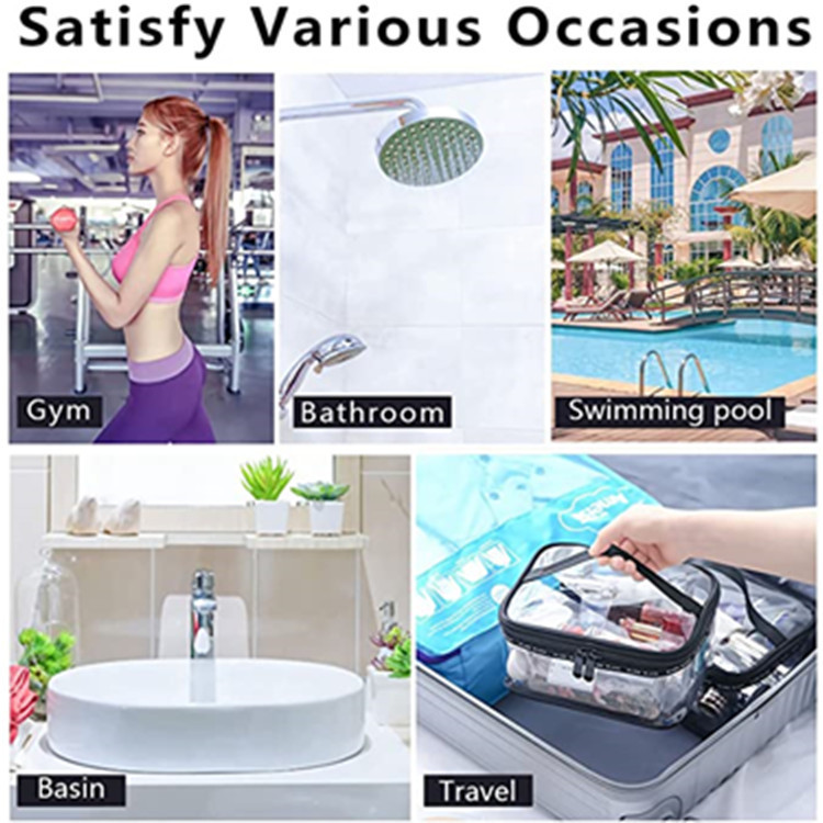 New Amazon cross-border waterproof makeup box, large travel storage, black airport security makeup bag, transparent and portable Specification drawing