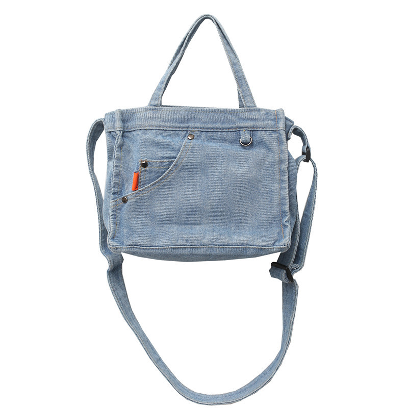 Wholesale of new Korean-style casual single-shoulder bags, college student crossbody bags, washed denim canvas small bags, and summer mobile phone bags Item Picture