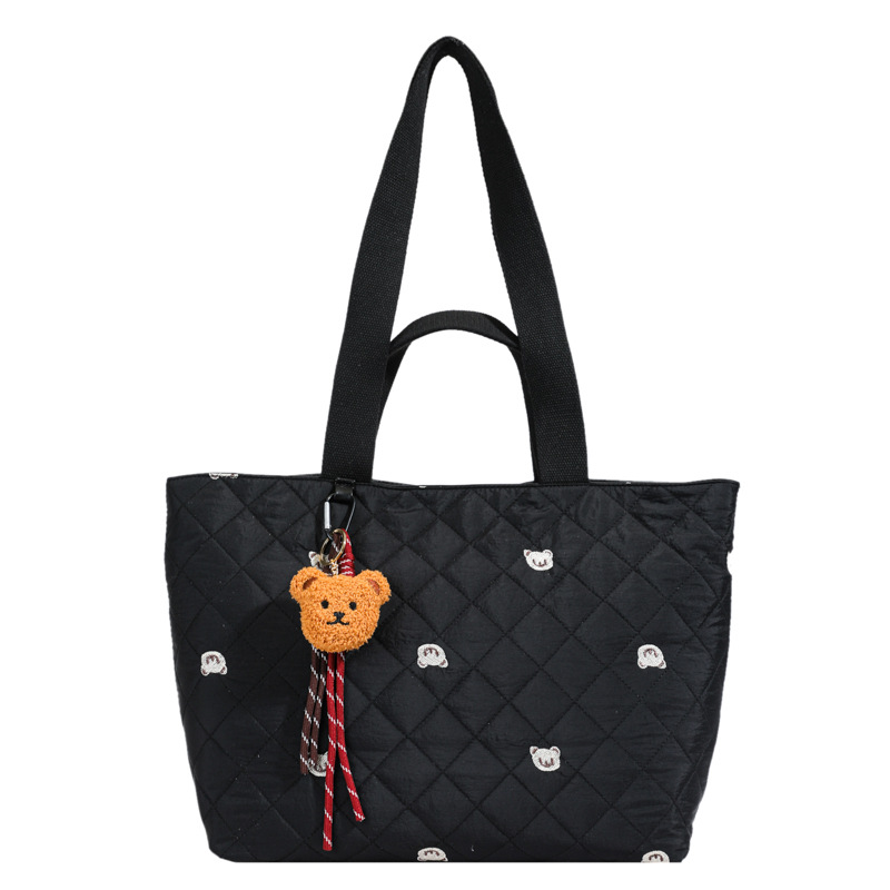 Women's 2024 Korean autumn new diamond-shaped hand-held tote bag, light cotton jacket bag, stylish large bag, commuter bag, single shoulder Item Picture