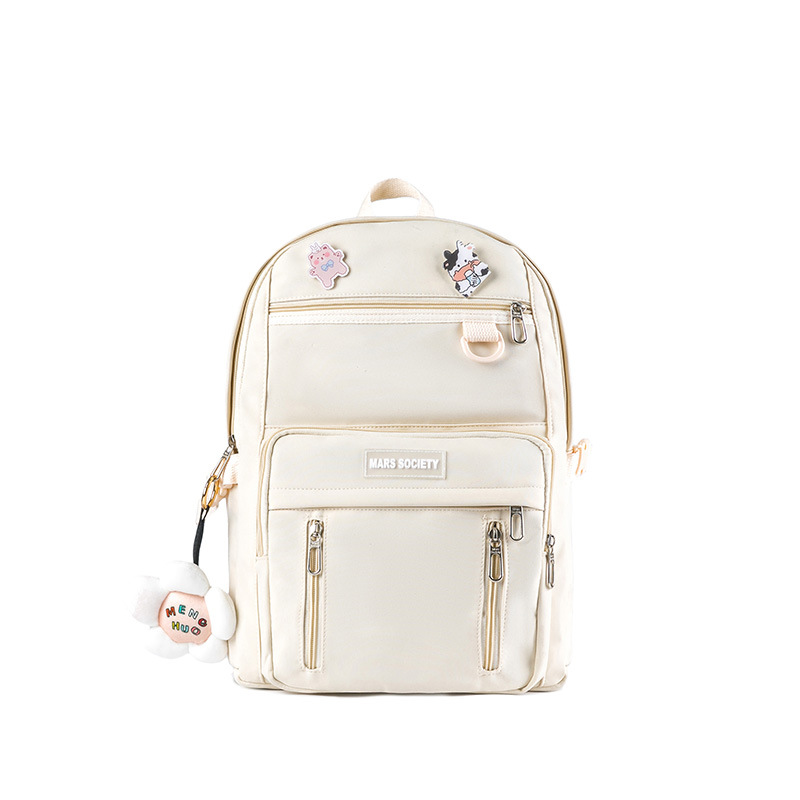 A new multi-color, large-capacity, lightweight backpack for girls in the middle school, a nylon Korean-style backpack, has been designed Item Picture