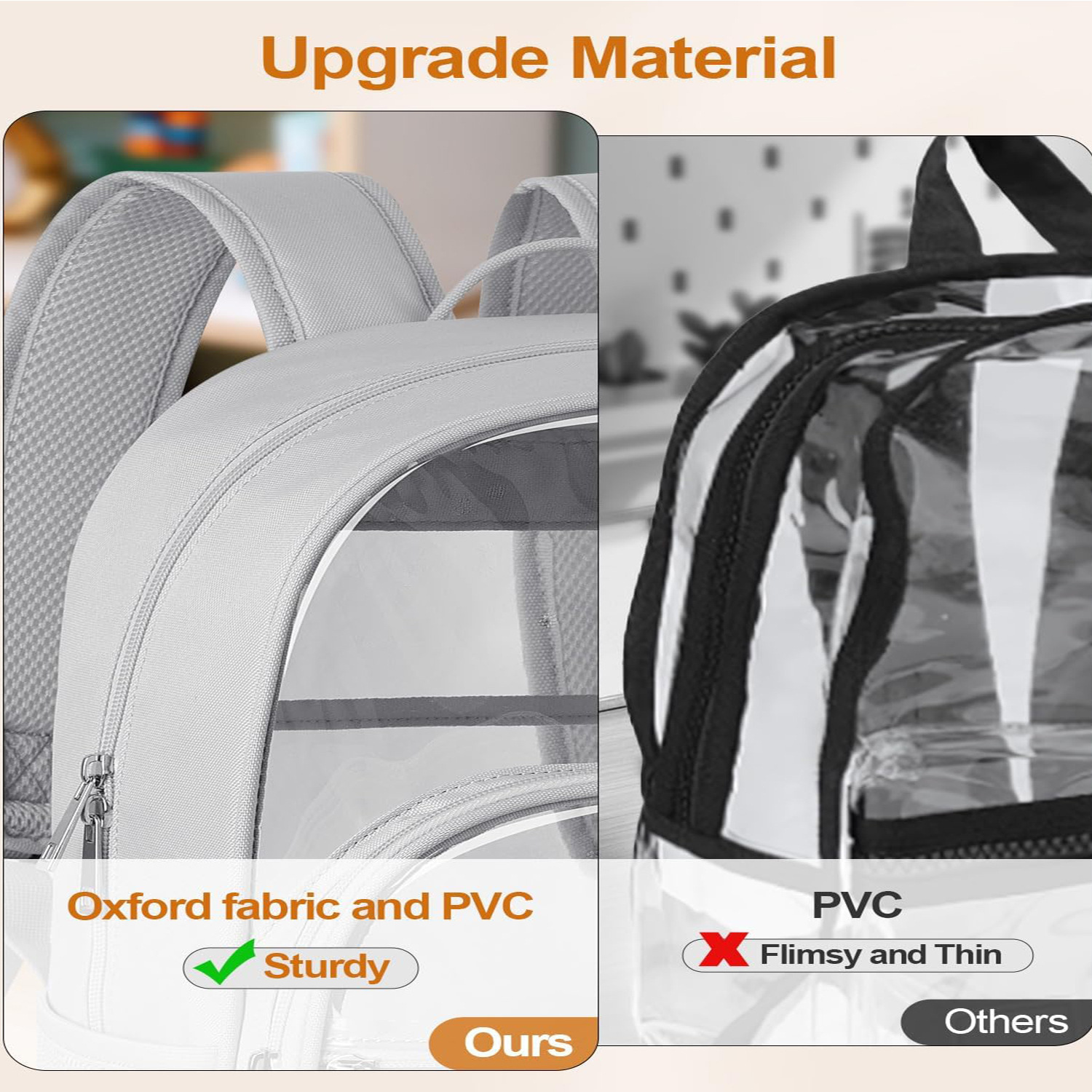 Factory direct sales of cross-border PVC backpacks, portable backpacks for outdoor travel, large-capacity, simple student schoolbags Specification drawing