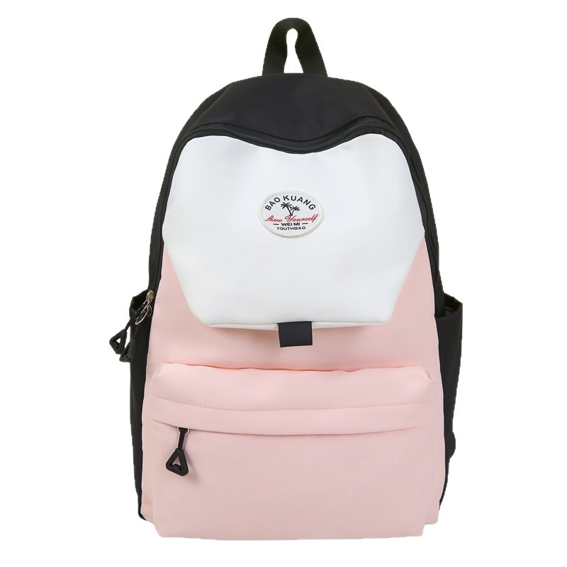 Color-blocking InS-style backpack, Japanese-style patchwork schoolbag, backpack for girls, high school, junior high school and college students Item Picture