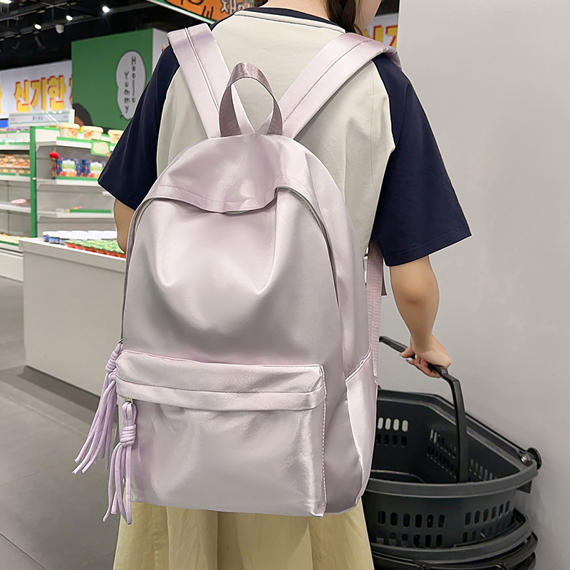 Solid color, light and simple, Korean-style university birthday series, versatile, large capacity small backpack, light backpack for girls details Picture