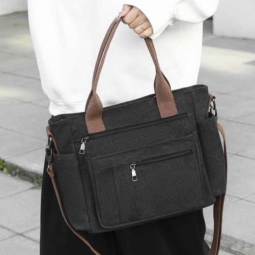 Cross-border women's canvas single-shoulder bag, large-capacity handbag, tote bag, Korean-style casual and lazy crossbody bag under the armpit Specification drawing