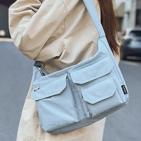 Cross-border casual single-shoulder bag for women, 2025 new Korean-style simple underarm bag, large capacity, lightweight nylon fabric handbag full figure