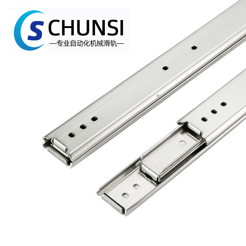 SRX36 three-section double-layer slide rail, IDC07 medium-load mechanical guide rail, 35 wide ball three-section steel slide rail Specification drawing
