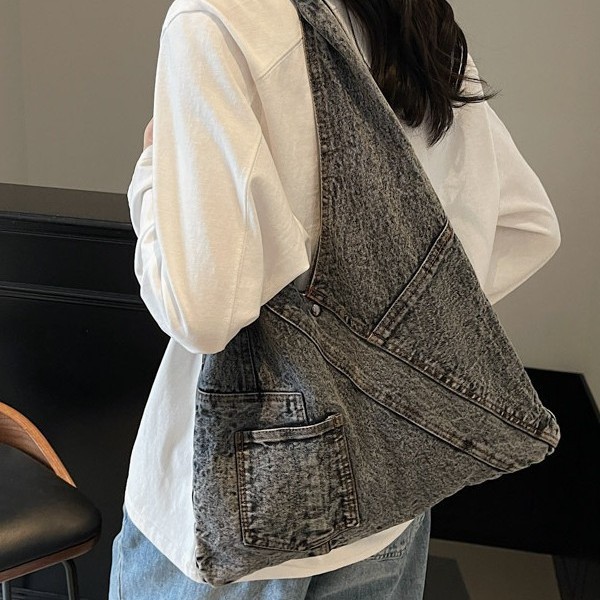 2025 New washed denim bag, underarm single-shoulder bag, large-capacity lazy tote bag, handbag, versatile bag, cross-border details Picture