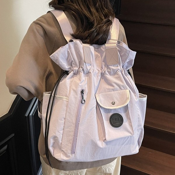 Lightweight backpack 2025 Spring New style Women's large-capacity versatile handbag, fashionable drawstring bag travel backpack Specification drawing