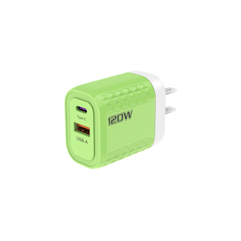 The 120W full-protocol Macaron USB+PD charger is suitable for the smart fast charging head of iPhone 15 and Huawei mobile phones Item Picture