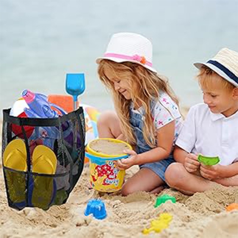 Multi-functional beach bag, large-capacity mesh swimsuit, swimming trunks, sunglasses, travel storage bag, single-hand beach storage bag Specification drawing