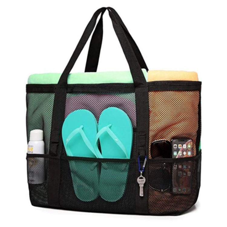 Summer large-capacity beach women's bag, summer seaside travel mesh bag, fashionable woven mesh bag, hollowed-out travel bag full figure