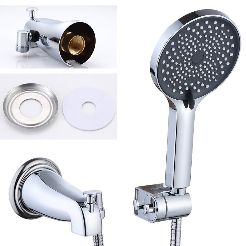 Cross-border best-selling concealed bathtub faucet lift dual-function bottom water outlet hose steering device with American-style showerhead set full figure