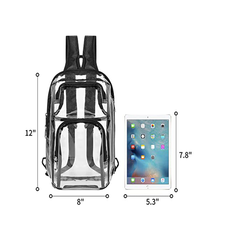 Amazon transparent pvc sports backpack Stadium visual single-shoulder bag Adjustable shoulder strap travel storage bag Specification drawing