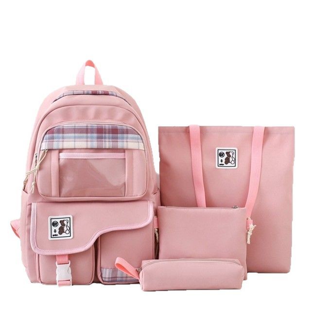 New clear checkered travel backpack, forest-style spring durable backpack, fashionable for girls, cute schoolbag for junior high school students Item Picture