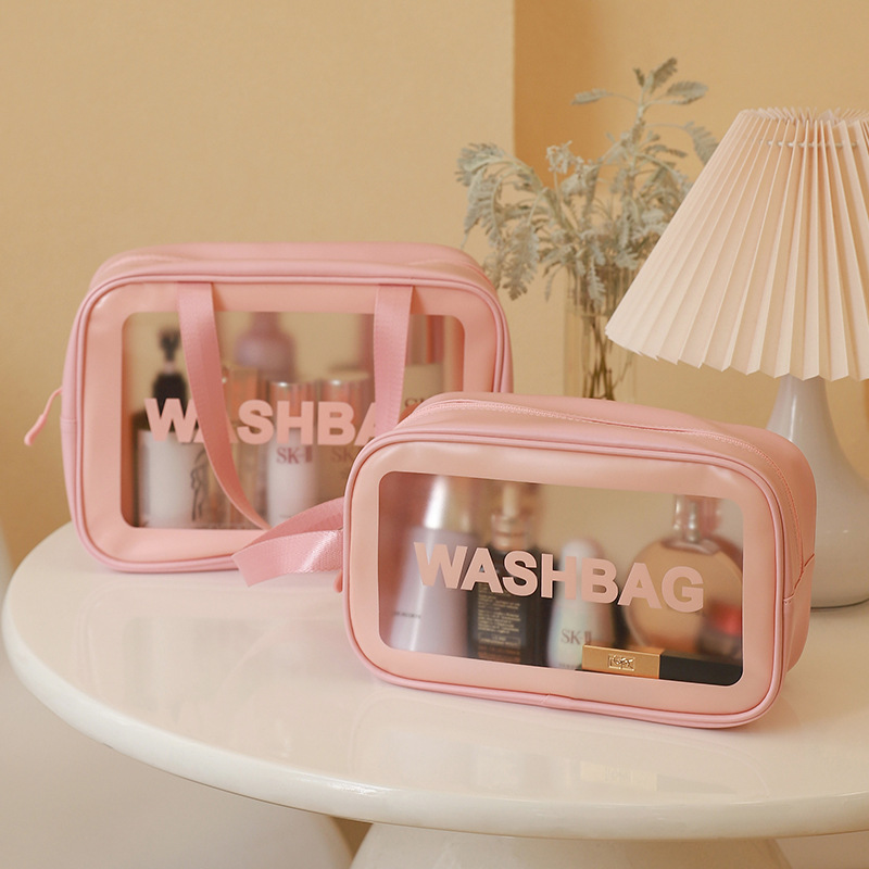 Korean-style PU travel toiletries bag, waterproof bathroom cosmetics storage bag, multi-functional PVC transparent matte makeup bag Application Scenario