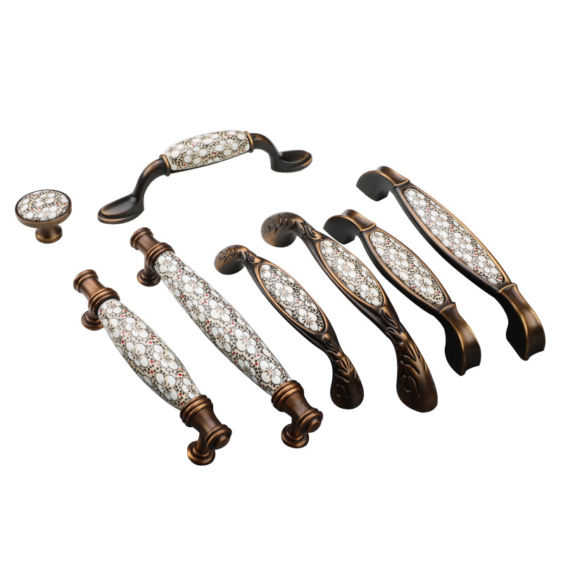 Wardrobe handles, antique Chinese-style cabinet door handles, simple European-style cabinet and TV cabinet handles, drawer ceramic handles Item Picture