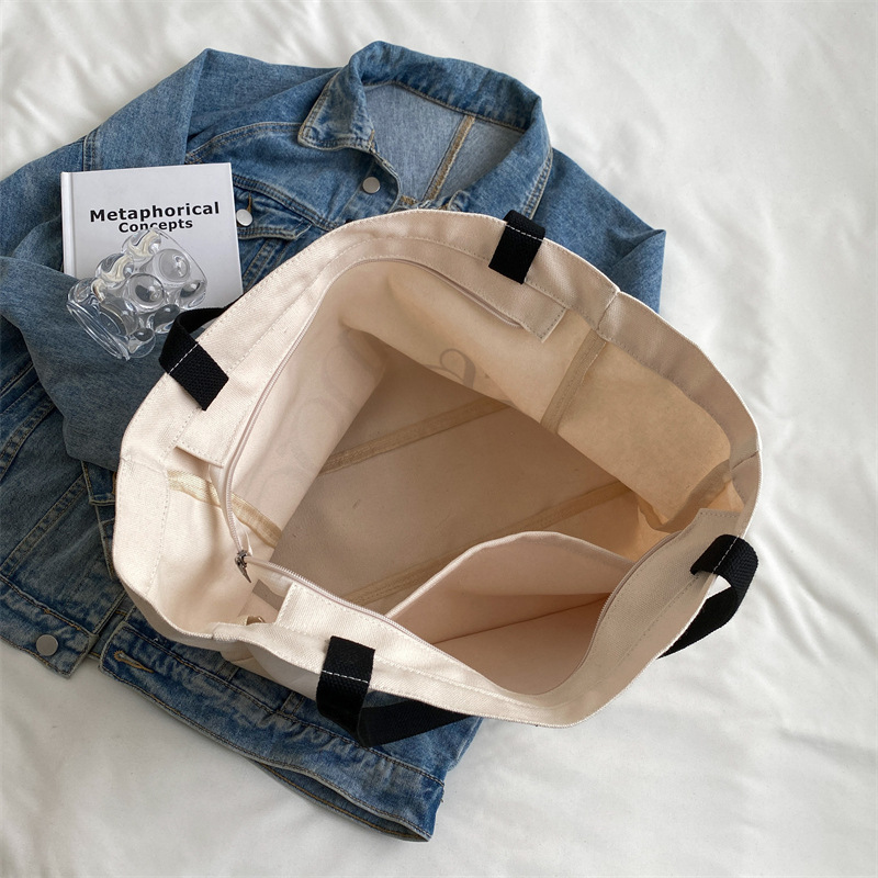 Canvas bag for women 2022 New large-capacity tote bag for women, fashionable single-shoulder bag, hand-held letter print shopping bag Application Scenario