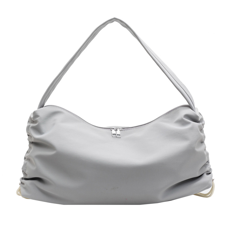 Autumn and winter high-capacity commuter Tote bag for women, 2024 new solid color fashionable drawstring single-shoulder bag, fabric bag Item Picture