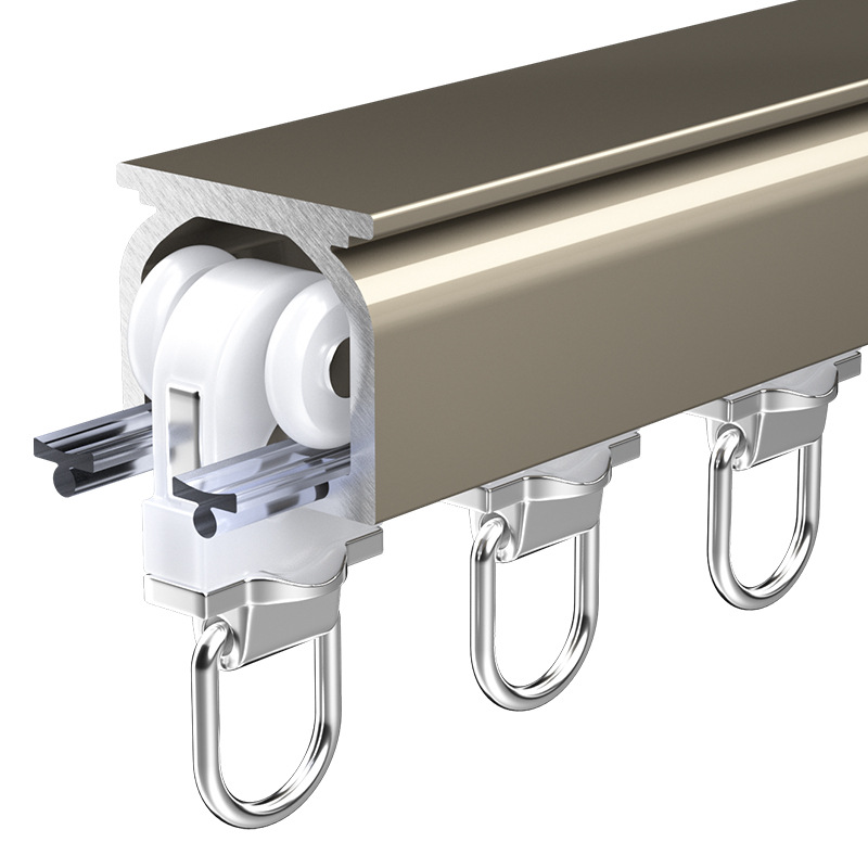 2.5MM extra-thick heavy-duty curtain rail, aluminum alloy silent curtain rail, top-mounted single rail and double rail curtain slide rail Item Picture