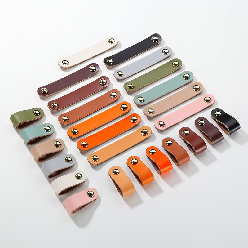 Light luxury wardrobe, genuine leather Nordic handles, cabinet doors, drawer handles, leather, children's anti-collision cowhide Specification drawing