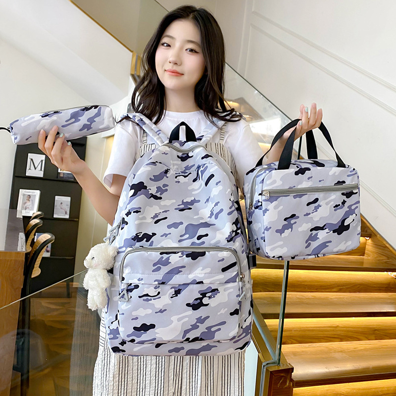 New cross-border three-piece set backpacks for boys and girls, large-capacity and durable backpacks, trendy school bags for primary and junior high schools Specification drawing