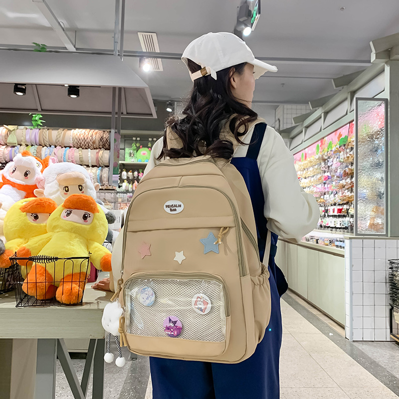 Japanese-style baggy pain bag backpack, large-capacity schoolbag for junior high school and senior high school students, casual backpack, travel and outings backpack full figure