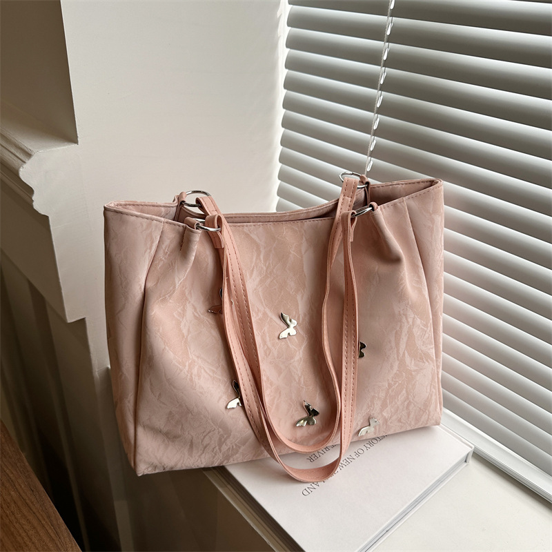 High-end handbag for ladies, 2024 New autumn fashion butterfly shoulder bag, large-capacity tote bag, commuter large bag full figure