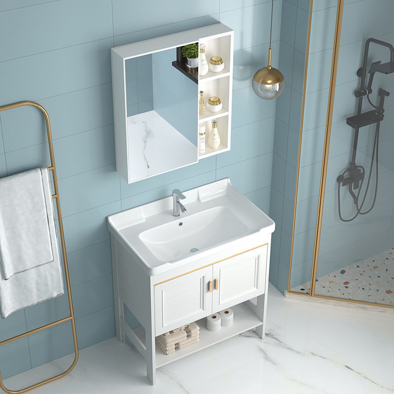 Floor-standing washbasin cabinet combination, space aluminum bathroom washbasin, small-sized bathroom cabinet, washbasin and sink, simple full figure