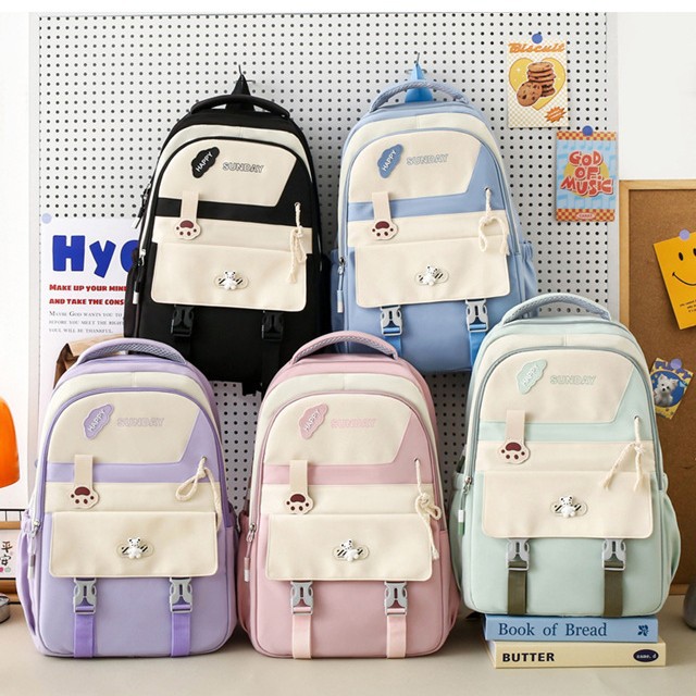 ins Japanese Harajuku high appearance level girl backpack, large capacity mother and child four-piece backpack, junior high school schoolbag Application Scenario