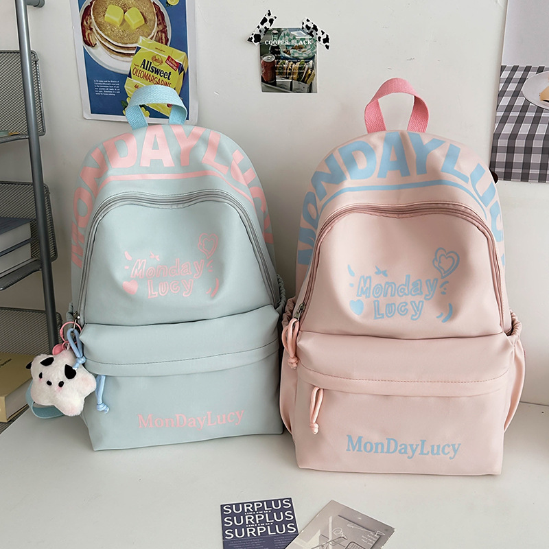 Japanese-style school backpacks, cute and simple letter backpacks for female junior high school students, and a trend of large-capacity computer backpacks for college students full figure