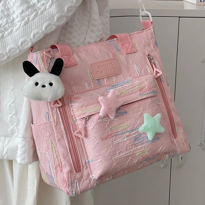 Korean-style fresh and cute girl backpack, sweet and casual, college student schoolbag, lightweight hand-held tutorial bag, single-shoulder bag full figure