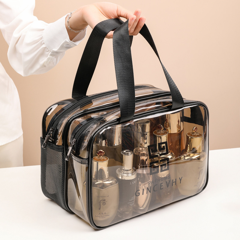 PVC double-layer dry-wet separation swimming bag, thickened transparent waterproof fitness bag, 2021 new style toiletries and makeup bag details Picture
