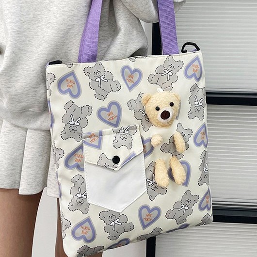 New student tutorial bag, girls' casual single-shoulder crossbody bag, large-capacity printed multi-functional bag for junior and senior high school students Specification drawing
