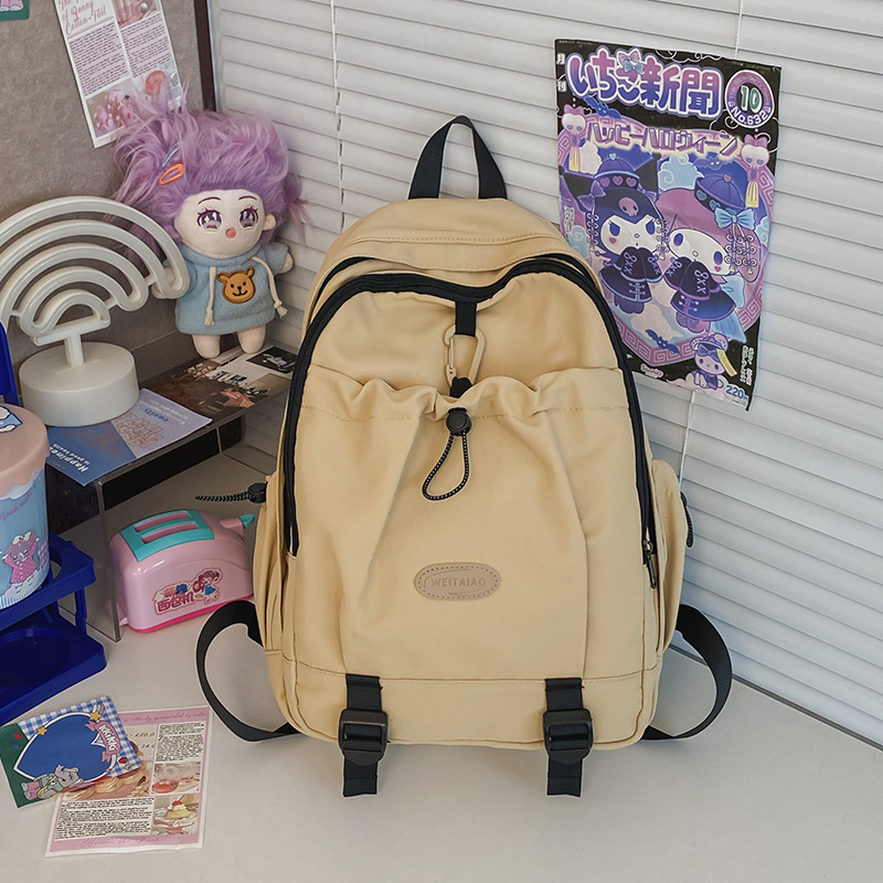 New retro Korean style high-end college backpack, schoolgirl style backpack, high school bag with large capacity Specification drawing