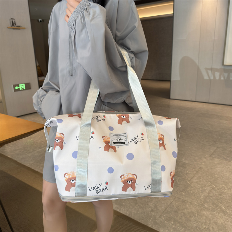 Large-capacity ladies' hand-held travel bag, fitness short-distance luggage bag, dry and wet separation, telescopic handle, maternity storage bag full figure