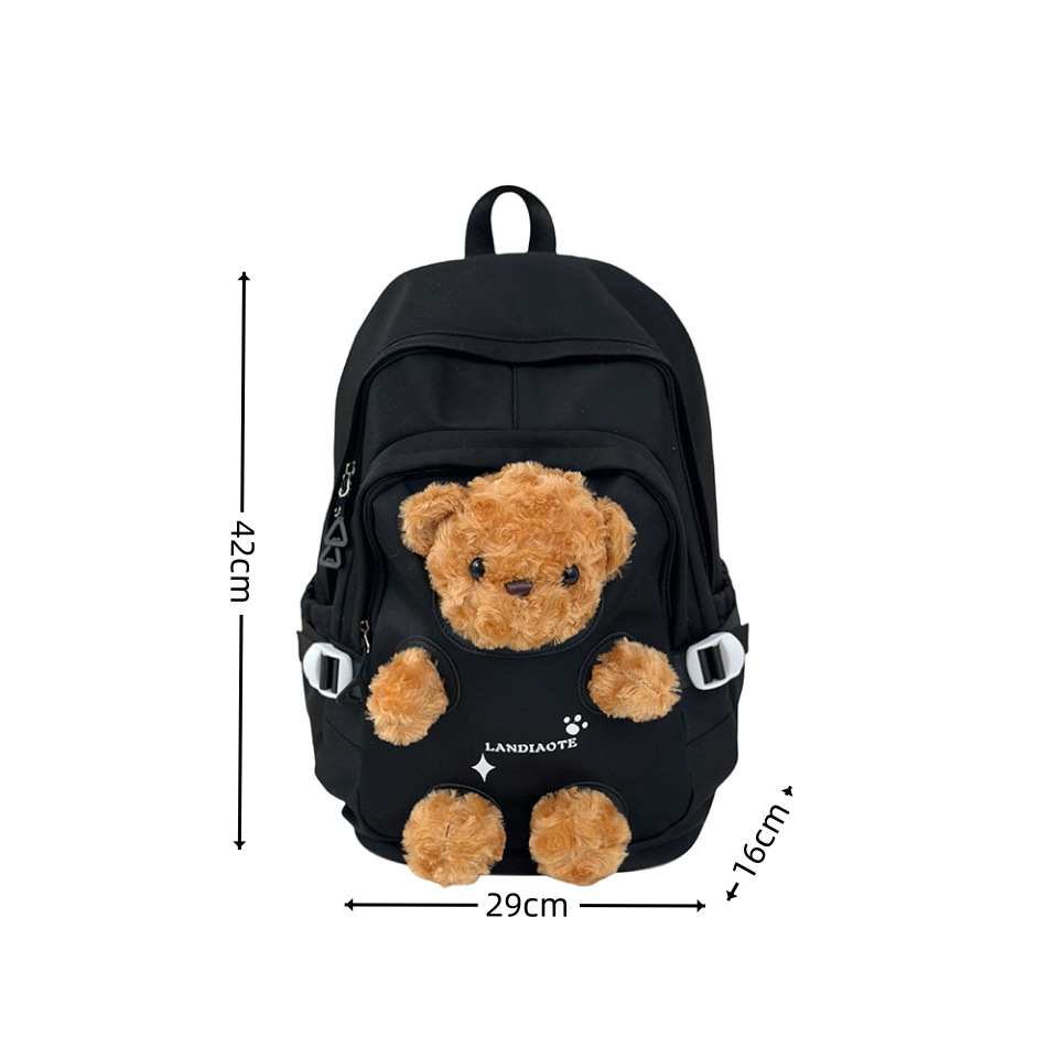 Cute bear backpack, new style backpack for junior high school girls and college students 2025, a niche forest-themed versatile bag Item Picture