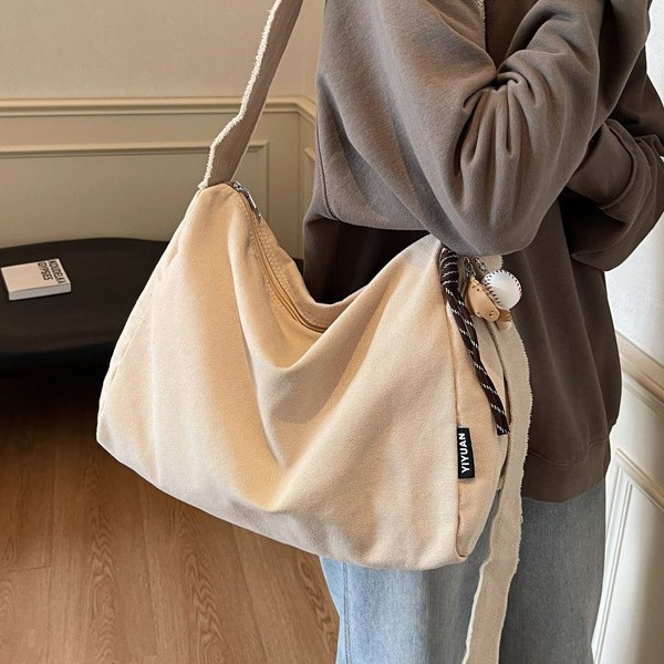 New large-capacity versatile autumn and winter single-shoulder bag, lightweight and fashionable tote bag, artistic solid color, elegant and simple single-shoulder bag Specification drawing