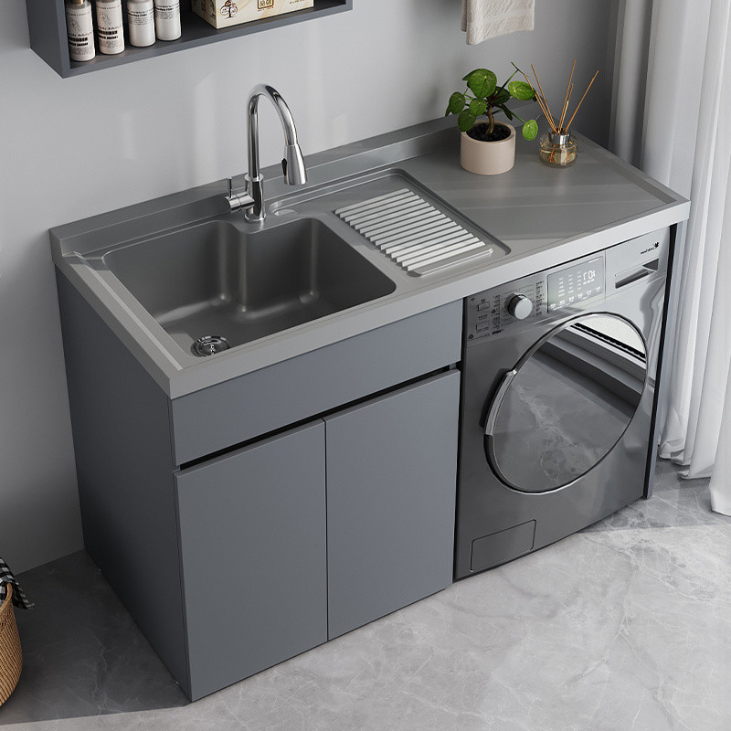 Kxh honeycomb aluminum washing machine balcony integrated cabinet set, washing wardrobe, washbasin with washboard, washbasin height Specification drawing