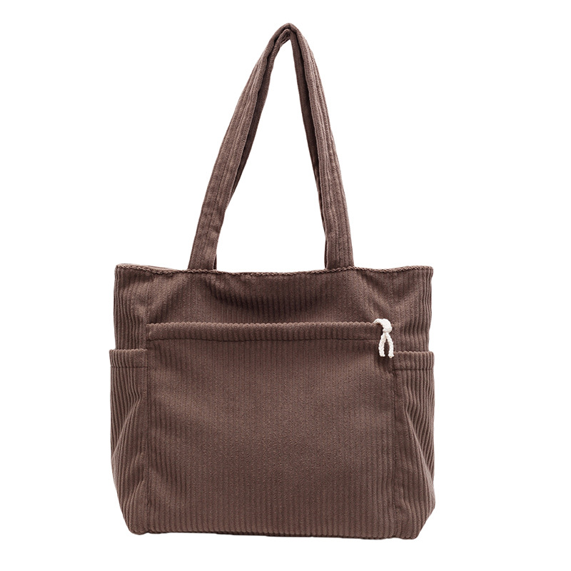 Corduroy bag 2024 New style fashionable large-capacity handbag, forest style versatile, artistic and retro student class bag Item Picture