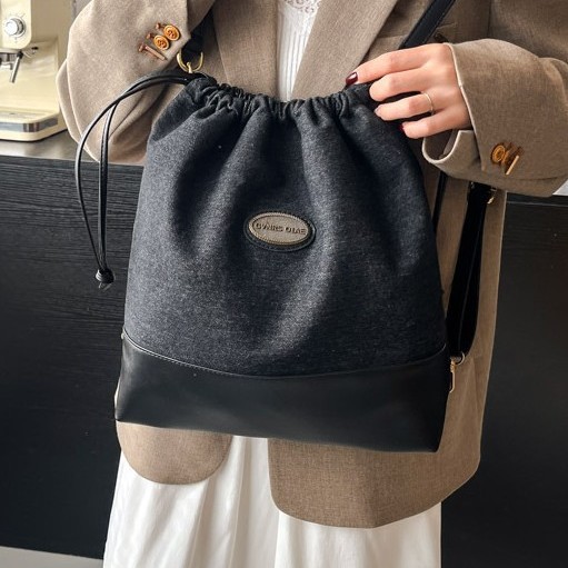 Casual commuting large-capacity bag 2024 new model women's backpack, multi-purpose single-shoulder crossbody bag, drawstring bucket bag full figure