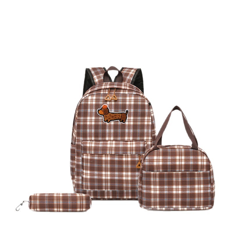 The high-appearance-level checkered schoolbag for junior and senior high school students is a large-capacity, cute, lightweight, casual and multi-functional backpack Item Picture