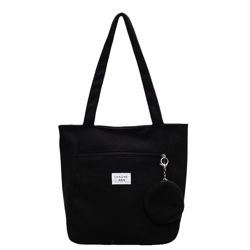 Casual large-capacity corduroy bag for women, 2024 new autumn and winter commuting single-shoulder bag, student class tote bag Item Picture