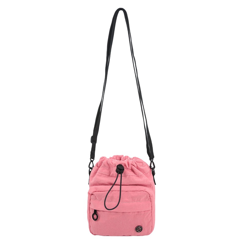 A new solid-color simple canvas drawstrap small square bag from Dongdaemun, South Korea, for daily casual commuting and single-shoulder crossbody Item Picture