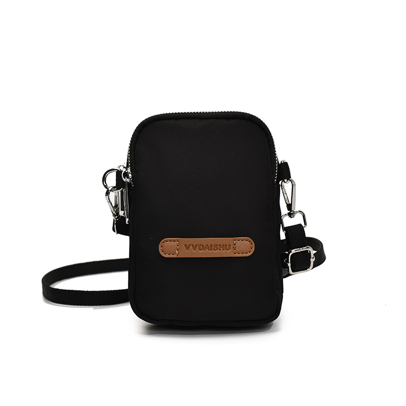 Lightweight water-resistant nylon fabric bag, multi-layered crossbody backpack, simple women's single-shoulder bag, casual shopping phone bag Item Picture
