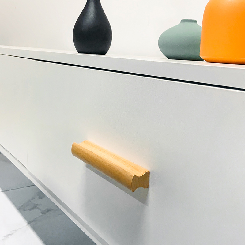 Solid wood door handles, long solid wood door handles, cabinet drawers, wardrobe cabinet doors, wooden handles, high-end cabinet handles, wood details Picture